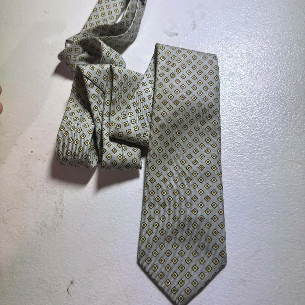 Vintage SAS Light green etienne aigmer Patterned Silk Blend Necktie